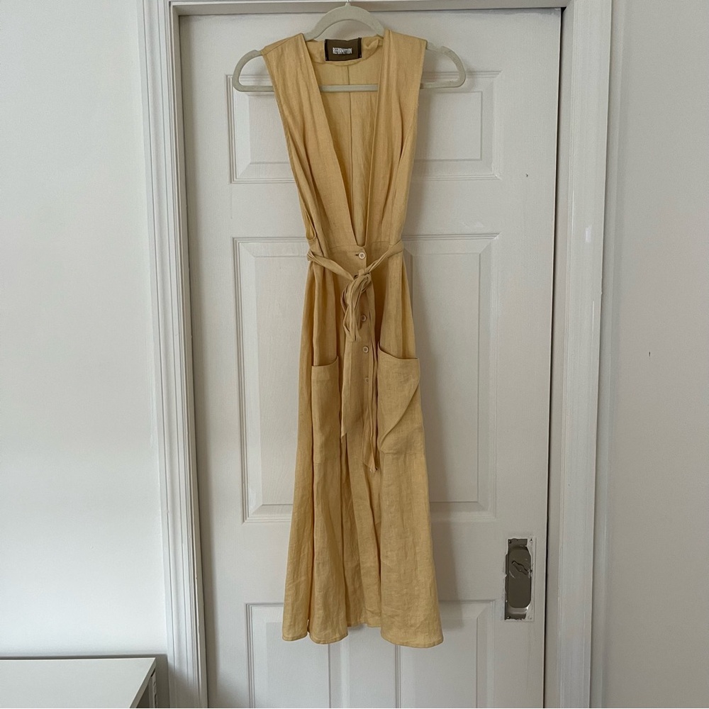 Reformation Button down Yellow Dress - Picture 4 of 11